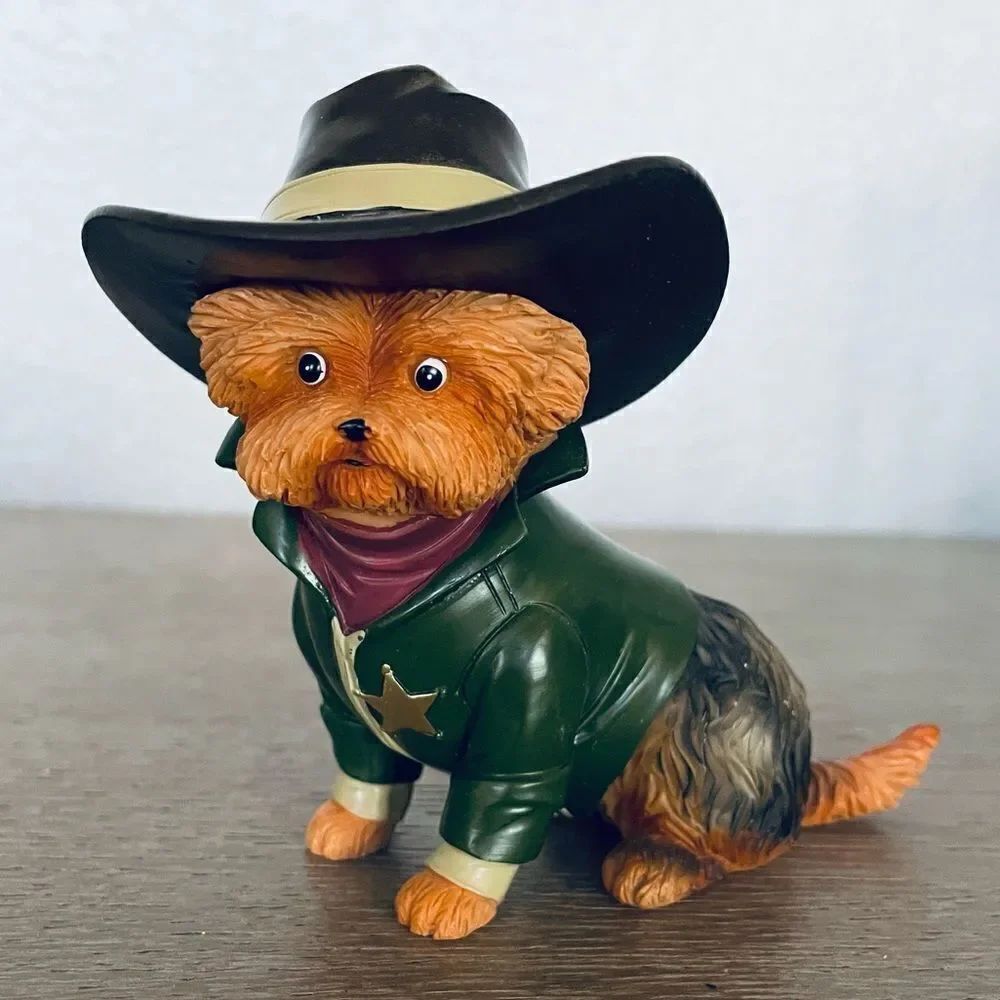 Hamilton Collection Spurs N Furs Yorkie Dog Wild West Cowboy Figurine